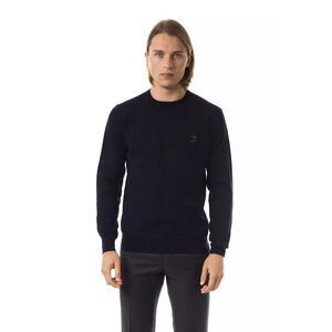 Uominitaliani Crew Neck Jumper Classic Style Men Blue Sweaters